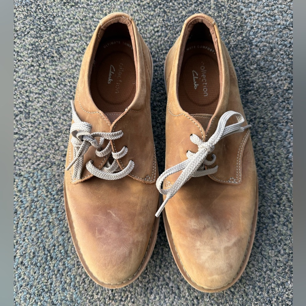 Clarks Men's Forge Vibe Tan Leather Dress Shoes size 8.5